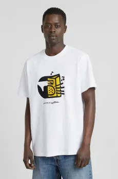 Мужская белая футболка Boombox cartoon loose r t Белый XL G-Star RAW D25702,C336