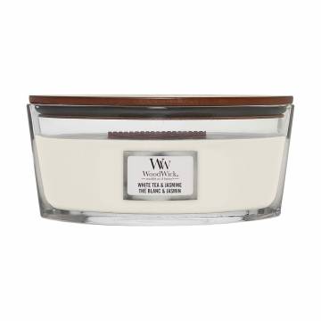 Ароматическая свеча в стакане WoodWick Hourglass Candle White Tea & Jasmine, 453 г Ароматическая свеча в стакане WoodWick Hourglass Candle White Tea & Jasmine, 453 г
