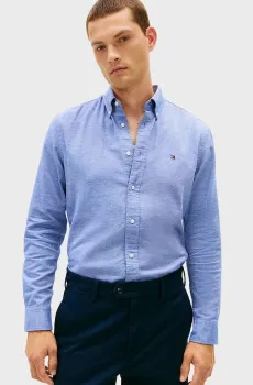 Мужская голубая рубашка BRUSHED Голубой S Tommy Hilfiger MW0MW41688