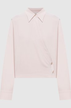 Розовая блуза с шелком на запах