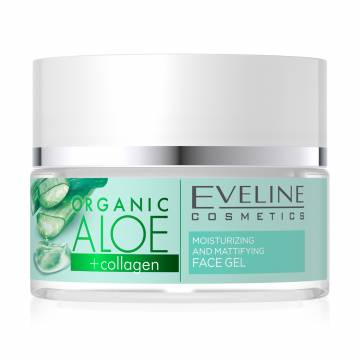 Увлажняюще-матирующий гель для лица Eveline Cosmetics Organic Aloe + Сollagen для нормальной и комбинированной кожи, 50 мл Увлажняюще-матирующий гель для лица Eveline Cosmetics Organic Aloe + Сollagen для нормальной и комбинированной кожи, 50 мл