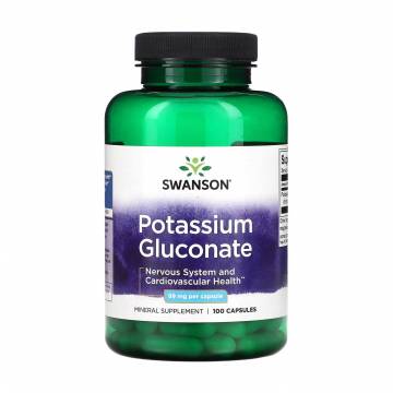 Глюконат калия Swanson Potassium Glukonate, 99 мг, 100 капсул
