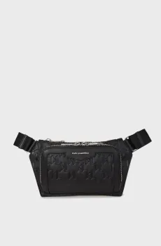 Мужская черная кожаная поясная сумка Черный ONESIZE Karl Lagerfeld A1M30004;999