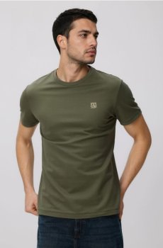 Reserved - Футболка слім фіт з гафтом - оливковий - WC992-91X