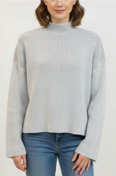 Джемпер з низьким коміром-стійкою - сірий