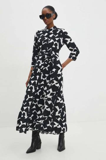 Платье Answear Lab цвет чёрный maxi расклешённая Платье Answear Lab цвет чёрный maxi расклешённая