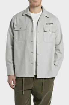 Мужская светло-серая рубашка-пальто Серый L Replay M8496 .000.85344