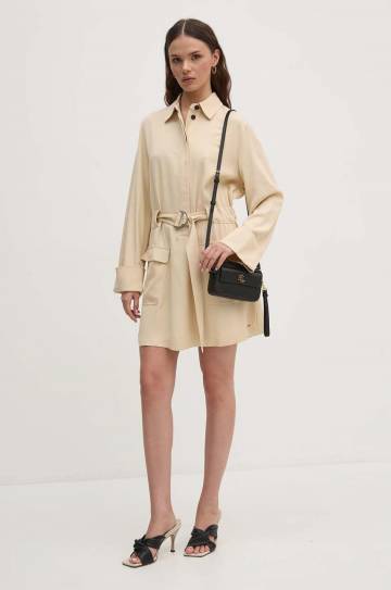 Платье Tommy Hilfiger цвет бежевый mini расклешённое WW0WW42308 Платье Tommy Hilfiger цвет бежевый mini расклешённое WW0WW42308