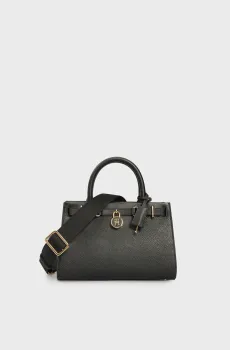 Женская черная кожаная сумка AMERICAN ICON MINI TOTE LEATHER Черный ONESIZE Tommy Hilfiger AW0AW17188