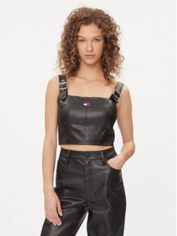 Tommy Jeans Топ DW0DW16425 Чорний Cropped Fit Tommy Jeans Топ DW0DW16425 Чорний Cropped Fit