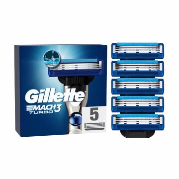 Сменные картриджи для бритья Gillette Mach3 Turbo мужские, 5 шт Сменные картриджи для бритья Gillette Mach3 Turbo мужские, 5 шт