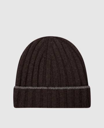 Коричневая шапка из кашемира с окантованием
