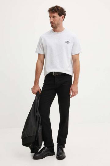 Хлопковая футболка A.P.C. standard rue madame GOTS цвет серый с аппликацией COHBU.M26388 Хлопковая футболка A.P.C. standard rue madame GOTS цвет серый с аппликацией COHBU.M26388