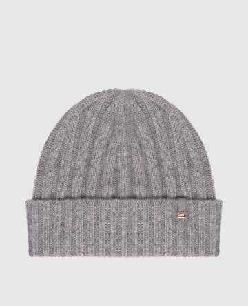 Серая шапка из кашемира с логотипом