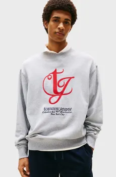 Мужской серый свитшот MONOGRAM LOGO Серый L Tommy Jeans DM0DM21614