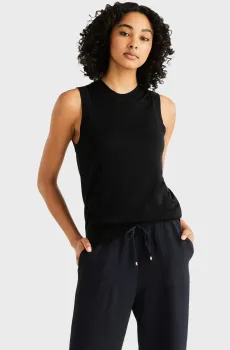 Женский черный топ Черный S Tommy Hilfiger WW0WW40980