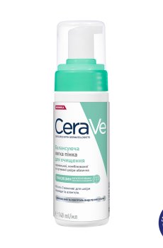 Балансирующая легкая пенка CeraVe для очищения нормальной, комбинированной и чувствительной кожи лица, 148 мл