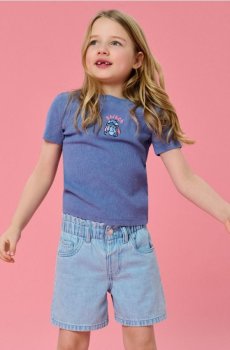 Бавовняна футболка з вишивкою Stitch - light blue