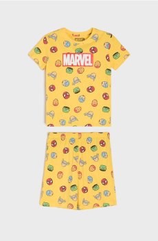 Двокомпонентна бавовняна піжама з принтом Marvel - жовтий