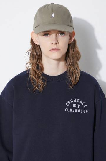 Хлопковая кепка Norse Projects Twill Sports Cap цвет зелёный с принтом N80.0001.8076 Хлопковая кепка Norse Projects Twill Sports Cap цвет зелёный с принтом N80.0001.8076