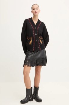 Юбка Never Fully Dressed Vegan Leather Mini Fringe Jaspre