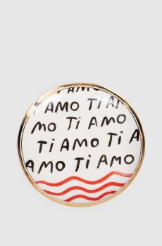 Белая фарфоровая тарелка для хлеба I Love You