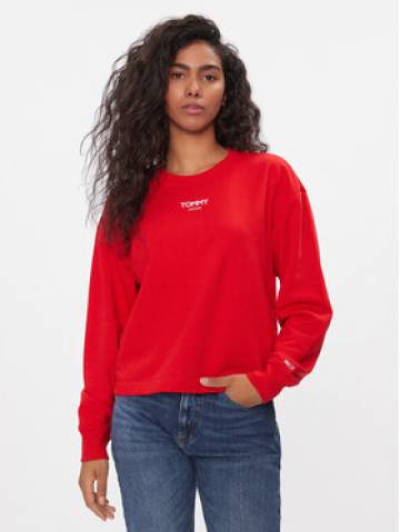 Tommy Jeans Світшот Ess Logo DW0DW16393 Червоний Cropped Fit Tommy Jeans Світшот Ess Logo DW0DW16393 Червоний Cropped Fit