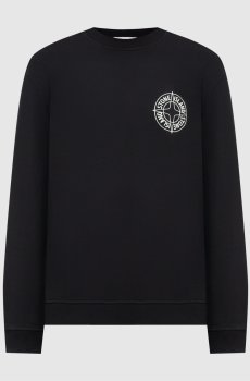 Черный свитшот с принтом логотипа