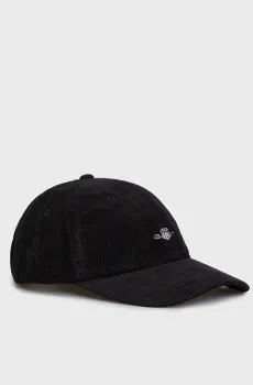 Мужская черная вельветовая кепка SHIELD CORD CAP Черный ONESIZE Gant 9900213