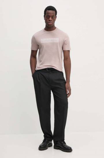 Хлопковая футболка Calvin Klein мужская цвет розовый с принтом K10K113590 Хлопковая футболка Calvin Klein мужская цвет розовый с принтом K10K113590