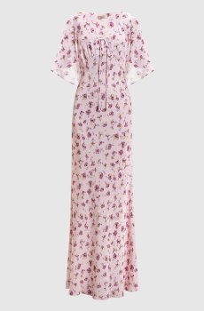 Розовое платье макси в цветочный принт