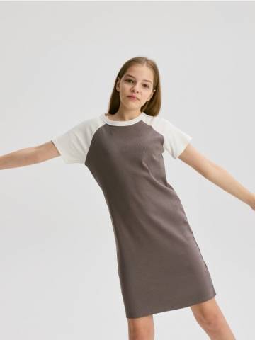 Reserved - Рифлена сукня - темно-сірий - 893EG-90X
