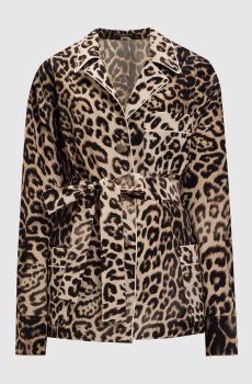 Бежевая блуза из шелка в анималистичный принт