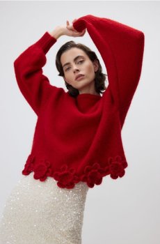 Reserved - Джемпер з квітковою аплікацією - червоний - 279HI-33X