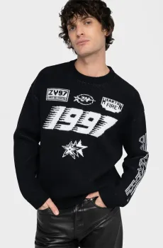 Мужской черный шерстяной джемпер Marko Черный L ZADIG&VOLTAIRE KMSW01815_BLACK