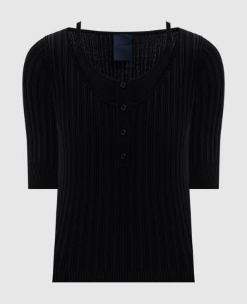 Черный топ в рубчик