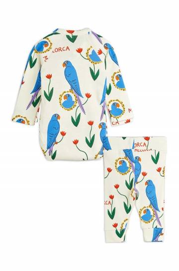 Комплект для младенцев Mini Rodini Parrots цвет бежевый Комплект для младенцев Mini Rodini Parrots цвет бежевый
