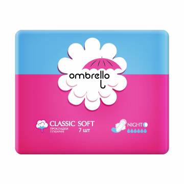Прокладки для критических дней Ombrello Classic Soft Night, 7 шт Прокладки для критических дней Ombrello Classic Soft Night, 7 шт