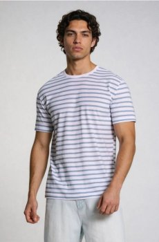 Бавовняна футболка в смужку - light blue