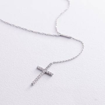 Золотое колье - галстук "Крестик" с бриллиантами колб0101mi Золотое колье - галстук "Крестик" с бриллиантами колб0101mi