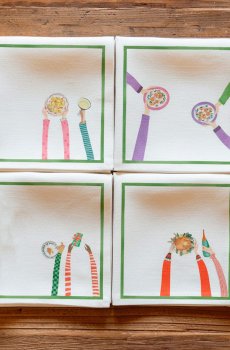 Набор белых сервировочных салфеток HANDS ON XMAS с льном