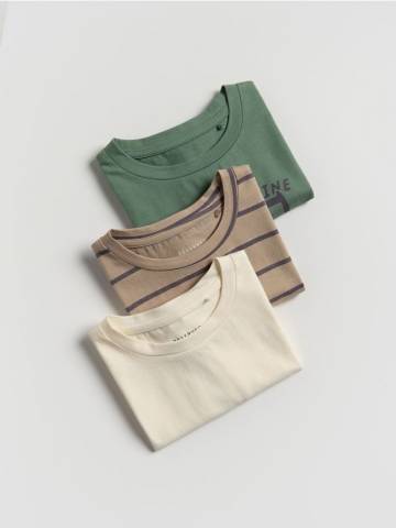 Reserved - Бавовняна футболка, набір з 3 - кремовий - 109FO-01X