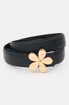 Ремінь з пряжкою у вигляді квітки - чорний