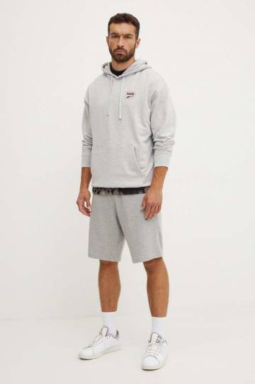 Хлопковая кофта Puma мужская цвет серый с капюшоном с принтом 626748 Хлопковая кофта Puma мужская цвет серый с капюшоном с принтом 626748