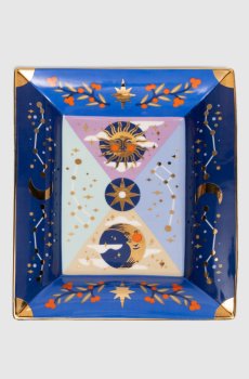 Синяя фарфоровая тарелка для закусок L'Astrologia