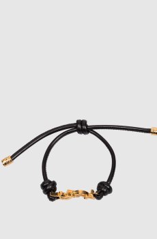 Черный кожаный браслет-шнур Cassandre