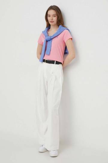 Хлопковая футболка Polo Ralph Lauren цвет розовый Хлопковая футболка Polo Ralph Lauren цвет розовый