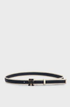 Женский темно-синий кожаный ремень TH LOGO BOMBE BICOLOR 2.5 Синий 80 Tommy Hilfiger AW0AW16772
