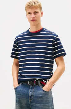 Мужская темно-синяя футболка в полоску RLX LABEL Синий XXL Tommy Jeans DM0DM22325