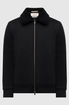 Черная куртка из кашемира с мехом